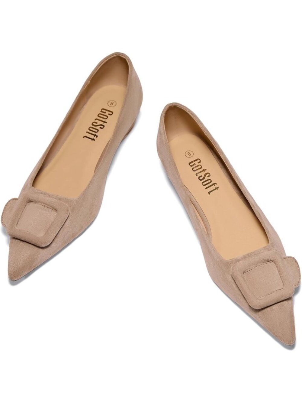 Chic Women's Lambskin Slip-On Flats with Square Buckle - Stylish Comfort Shoes
